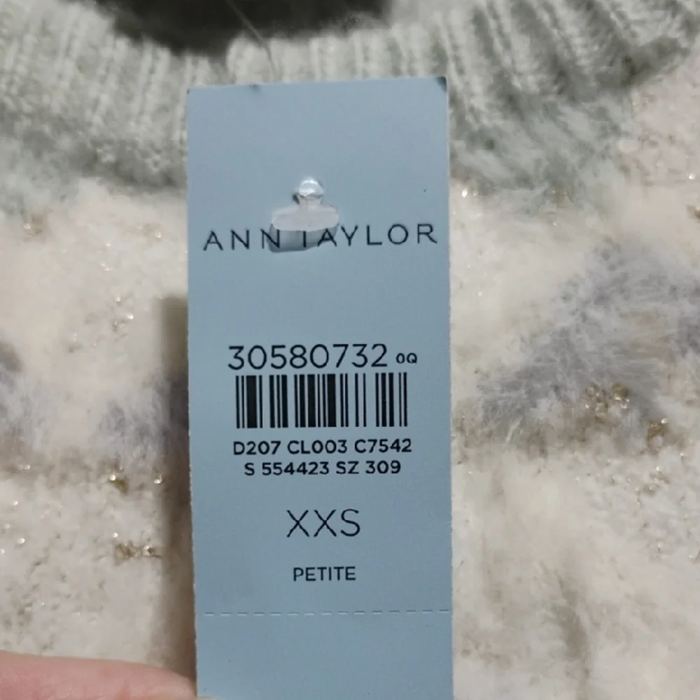 SALE! NWT Ann Taylor Light Green Fair Isle Mock Neck Sweater Fits Bigger (X2) - Picture 3 of 9